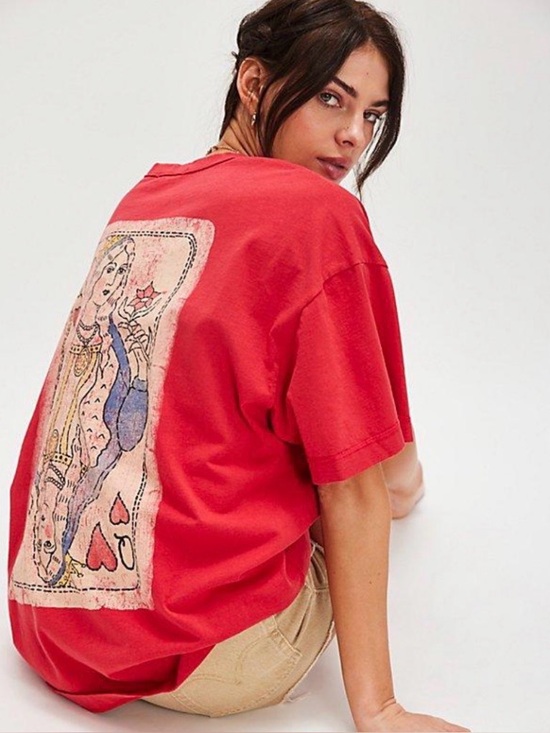 Free People Tops - NWOT Free People x Ragabond Queen of Hearts Tee Color Red One Size Flawed*